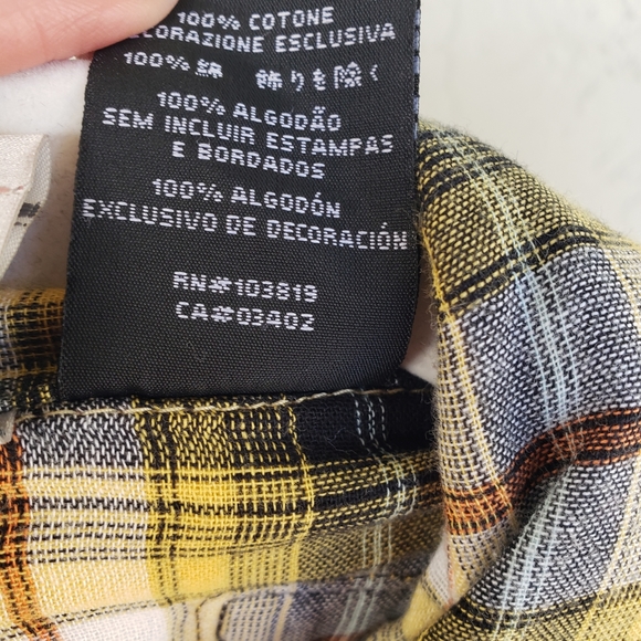 Harley Davidson Women's Yellow Plaid Button Down Shirt Small - Picture 7 of 7